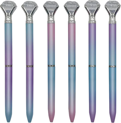 Vista 13 de Maydahui 12 bolígrafos de metal con diamantes grandes retráctiles, brillantes, para bodas, despedidas de soltera, fiestas