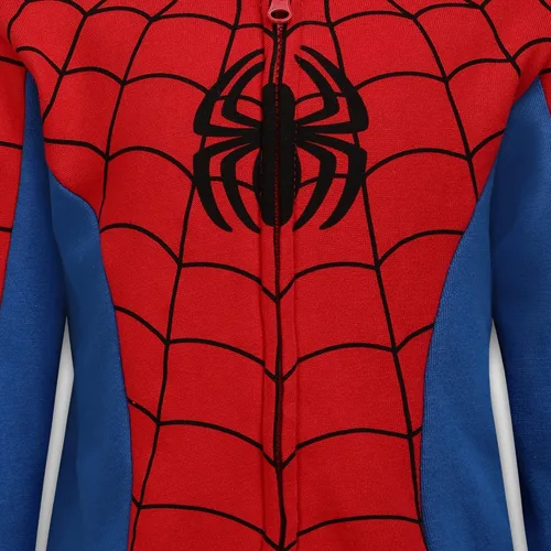 Vista 3 de Marvel Avengers Capitán América y Spiderman - Sudadera con capucha y cremallera para niños pequeños - Azul marinorojoblanco