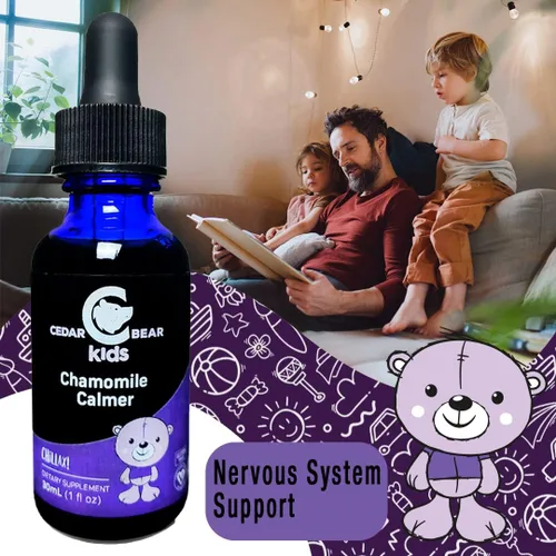 Vista 3 de Calmante Manzanilla para niños, diseño de oso de hierbas líquido Suplemento por de cedro naturales, Marrón, 1