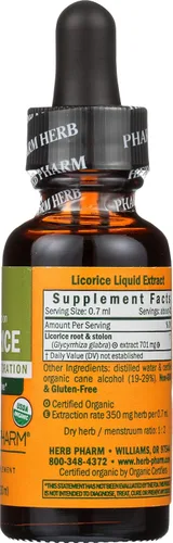 Vista 6 de Herb Pharm Extracto líquido de regaliz orgánico certificado para soporte del sistema endocrino - 1 onza (DLIC01)