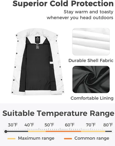 Vista 3 de wantdo Chalecos acolchados para mujer, chaleco grueso de invierno, ropa de abrigo, chaleco acolchado cálido