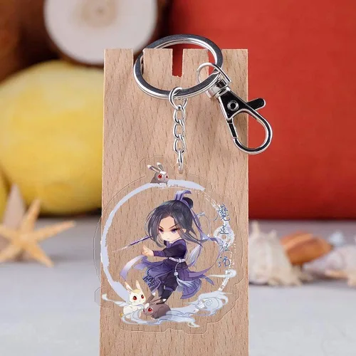 Vista 7 de Mo Dao Zu Shi Llavero acrílico Wei Wuxian Lan WangJi Figura de dibujos animados Chen Qing Ling Llavero de gran maestro de bolso demoníaco llavero