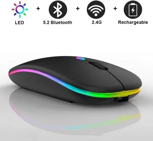 Vista 3 de Paquete de 10 ratones inalámbricos Bluetooth, LED de doble modo recargable, silencioso y delgado, portátil (receptor BT5.2+USB), mouse