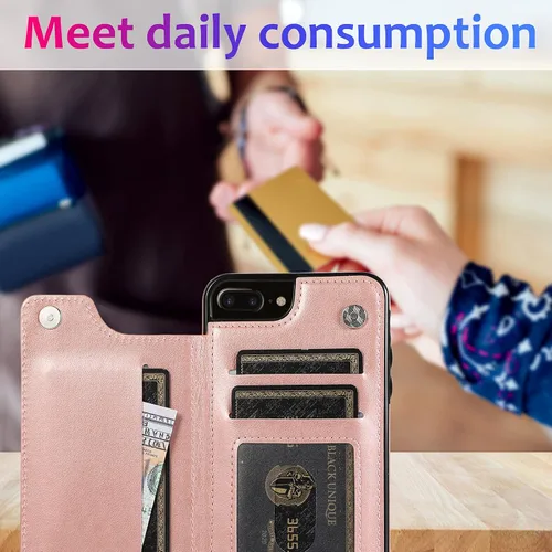 Vista 7 de Asuwish Compatible con iPhone 7plus 8plus 7/8 Plus con funda y protector de pantalla de vidrio templado, ranura para tarjeta celular, soporte