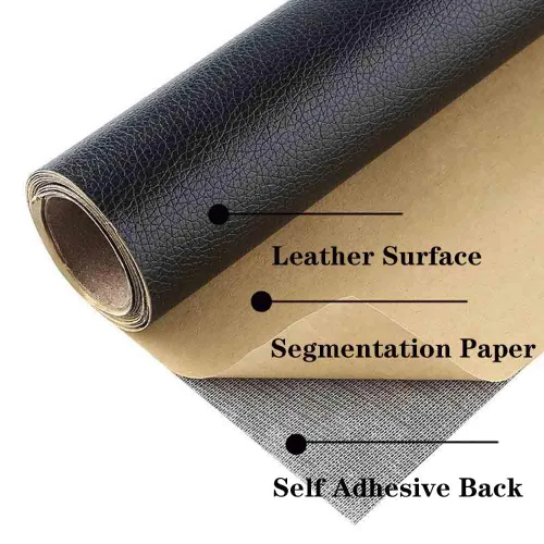 Vista 2 de MAYNUO Parche de reparación de cuero sin olor negro para sofás, 19 x 50 pulgadas, grande, autoadhesivo, retapizador, kit de parches para sofá