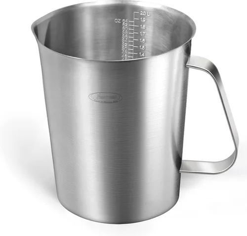 Vista 13 de Newness Juego de 2 tazas medidoras de acero inoxidable (3 marcas, incluye escala de taza/ml/onza) (2 y 3 tazas) taza medidora de metal con asa