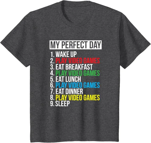 Vista 29 de My Perfect Day" - Camiseta negra de ajuste clásico, cuello redondo, manga corta, poliéster y algodón, Negro
