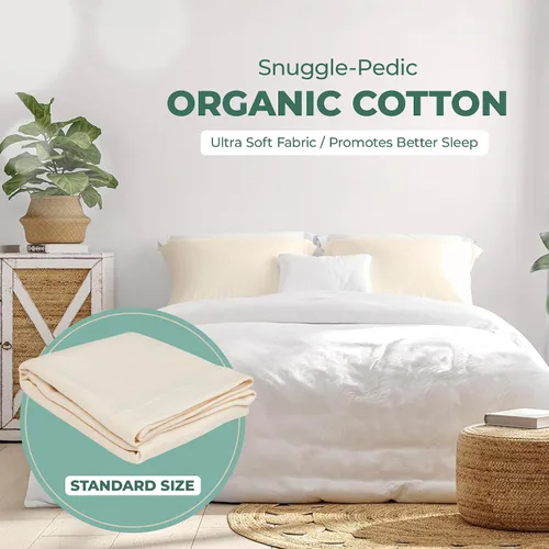 Vista 2 de Funda para almohadas de algodón orgánico por Snuggle-Pedic - Kool-Flow tejido transpirable, elástico y de puntos , Algodón orgánico, Natural