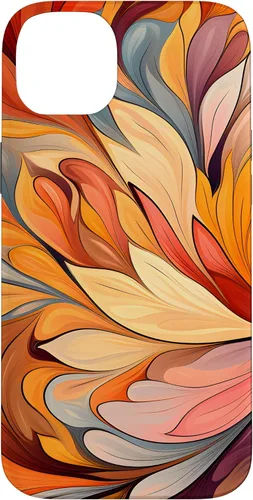 Vista 15 de iPhone 12 Pro Max Remolinos florales abstractos Funda de colores cálidos de otoño