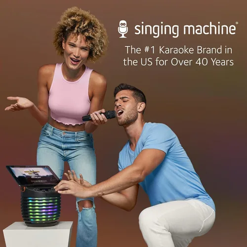 Vista 7 de Singing Machine Sistema de karaoke para adultos y niños con micrófono inalámbrico, SingCast One - Altavoz de karaoke con tecnología de transmisión
