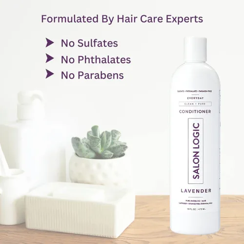 Vista 4 de SalonLogic Acondicionador limpio y puro para uso diario, lavanda, productos de calidad de salón, con aroma natural, repara el cabello dañado