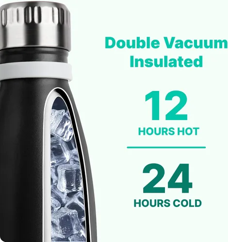 Vista 2 de VINUR Botella de agua para niños, 9 onzas, acero inoxidable, doble pared, aislada al vacío, botella de agua para la escuela, frasco en forma de cola