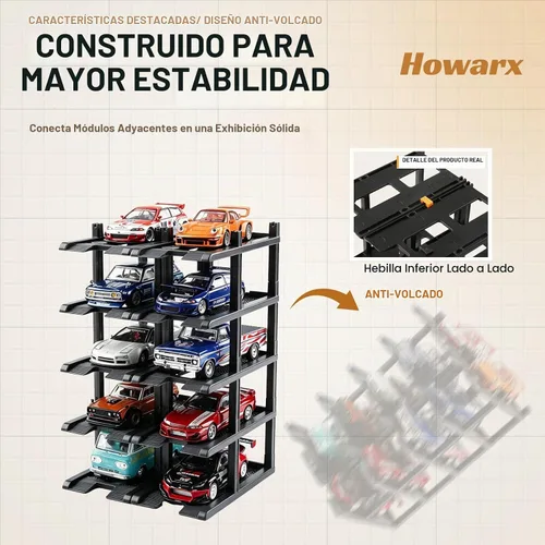 Vista 4 de Exhibición del coche fundido a troquel 1:64, garaje modular