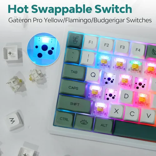 Vista 3 de EPOMAKER EP84 Teclado mecánico para juegos con cable 75 RGB intercambiable en caliente 24GHzBluetooth 50USB-C con software programable NKRO