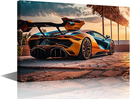 Vista 7 de Car Pictures for Living Room Wall Decor Super Car Driving Art Prints City Highway Road Paintings 1 Piece Canvas Wall Art Super Car Canvas Prints