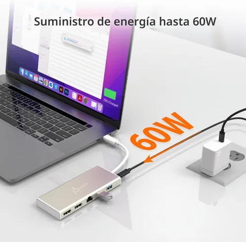 Vista 3 de j5create Concentrador USB-C Mini Dock-Tipo C con 2X HDMI, 2X USB 3.0