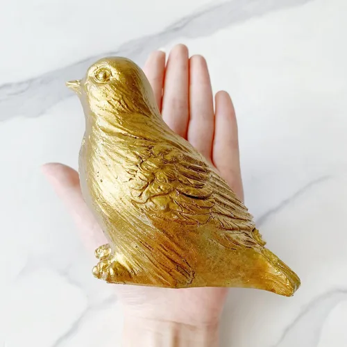 Vista 3 de Estatua de pájaro dorado, figura de animal, decoración del hogar, escultura de pájaro para estantería de escritorio de oficina en casa