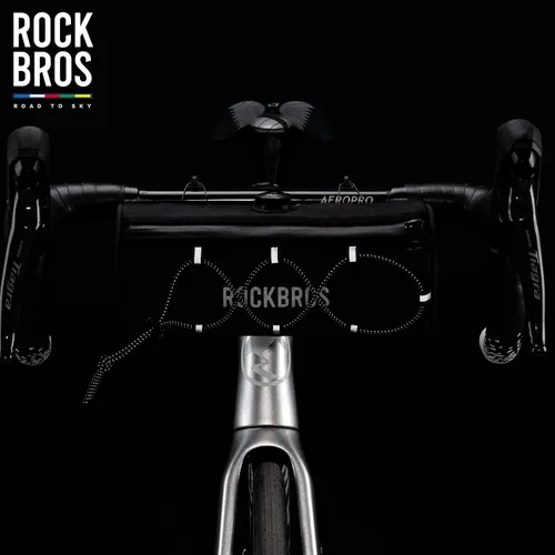 Vista 6 de ROCKBROS ROAD TO SKY - Bolsa para manillar de bicicleta, Bolsa frontal para bicicleta, Bolsa de almacenamiento, Bolsa ligera y resistente para Negro