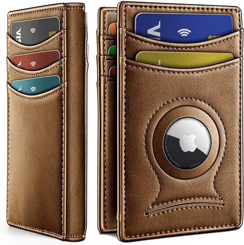 Vista 18 de BULLIANT Billetera Airtag para hombre, delgada con clip para dinero, cierre magnético, 12 tarjetas en el bolsillo frontal, bloqueo RFID