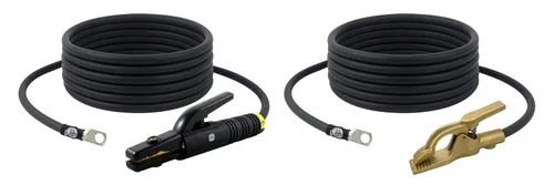 Vista 10 de SÜA - Conjunto de cables de soldadura de 300 amperios - Conector de terminal - Cable de cobre 100% AWG # 1 (15 pies cada plomo)