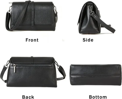 Vista 3 de SHESTORY Bolsos de hombro de cuero genuino para mujer, bolsos cruzados para mujer