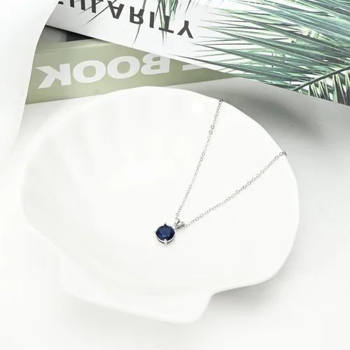Vista 6 de 8mm Round Cubic Zirconia Sterling Silver Necklace Dainty Necklace Birthstone Jewelry Pendant Necklaces for Women
