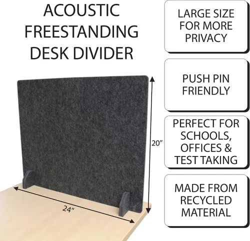 Vista 2 de Divisor acústico de escritorio independiente – Panel de privacidad de escritorio con reducción de ruido – Partición de muebles de biblioteca