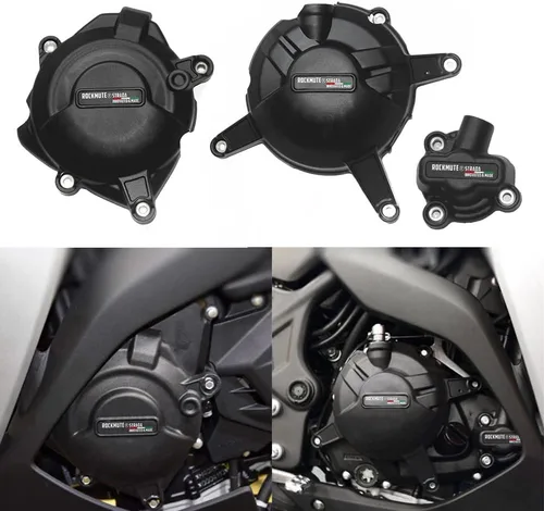 Vista 2 de Protector de choque del motor se adapta a R3 2015-2020 Marco Slider Pad Cubierta del cárter Caja de engranajes Tapa de protección de embrague