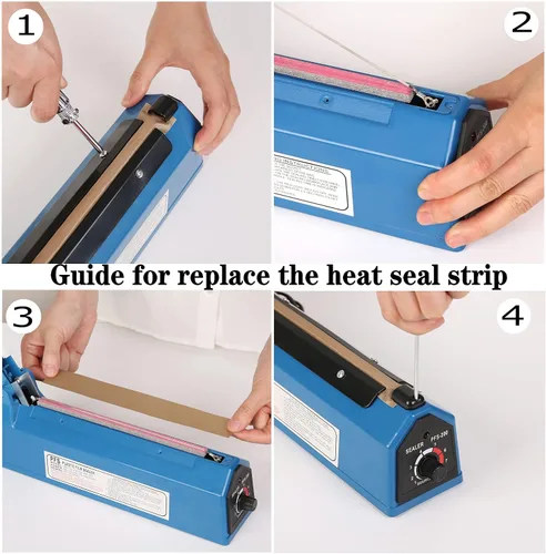 Vista 6 de Sellador térmico por impulsos Bolsas manuales Máquina de sellado por impulso de 8 pulgadas para bolsas de plástico PE PP Bolsas con agarre