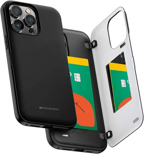 Vista 19 de GOOSPERY Parachoques magnético para puerta compatible con iPhone 15, funda con tarjetero, cartera con cierre magnético automático, protector de Azul