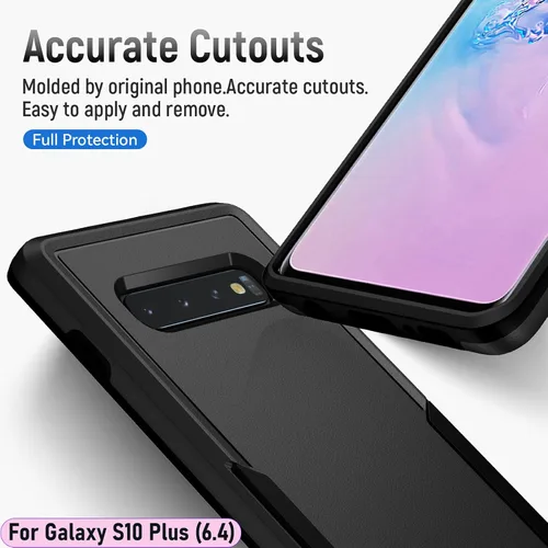 Vista 5 de Funda híbrida de doble capa para Galaxy S10 Plus/S10+ de 6.4 pulgadas, resistente a los golpes, resistente a los golpes, con 1 soporte magnético