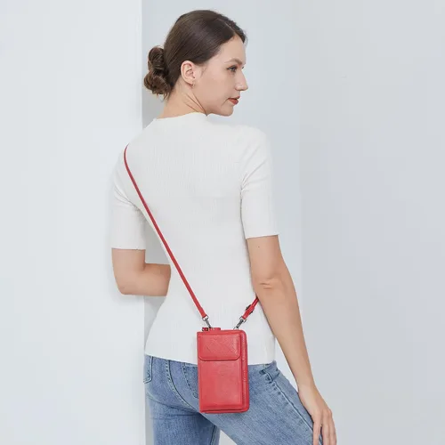 Vista 2 de Bolso cruzado pequeño para teléfono celular, cartera con tarjetero y ranura para tarjetas