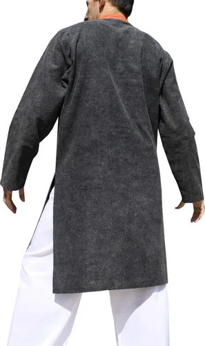 Vista 2 de Svenine Chaqueta Kung Fu con cuello chino hasta la rodilla o camisa larga de algodón mandarina