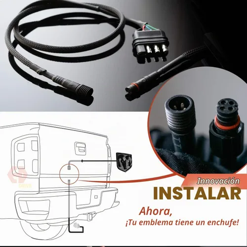 Vista 6 de Autogem Emblema iluminado LED para portón trasero RAM 1500 2500 3500 2009-2018 - Negro COB rojo LED Mopar con licencia