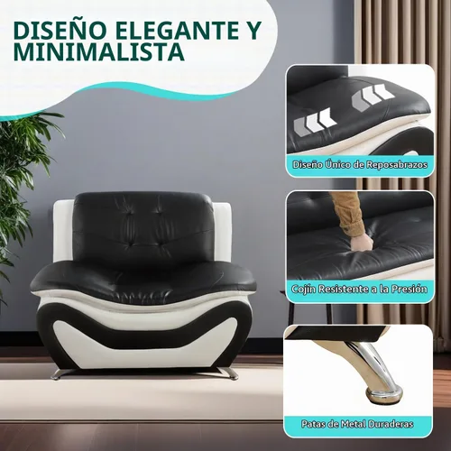 Vista 3 de Sofá modular de cuero, juego de muebles de sala de estar, 3 piezas, moderno, para sala de estar, apartamento, oficina, dormitorio, color blanco