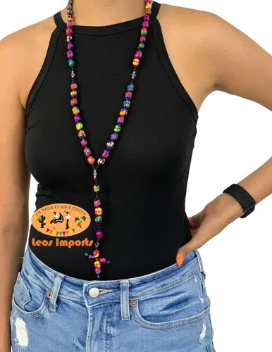 Vista 2 de Leos Imports Rosario de palma multicolor tradicional mexicano hecho a mano, rosario religioso católico/cristiano colorido - Hecho en México, Palma