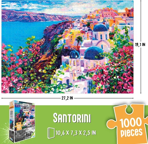 Vista 4 de RONDA Europe Classics - Rompecabezas de 1000 piezas para adultos (3 unidades) 3 iconic European landmarks, QR reference image, precision-cut