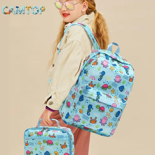 Vista 2 de CAMTOP - Conjunto de mochila y lonchera con estampados divertidos para niños de preescolar y primaria