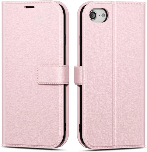 Vista 85 de oakxco Funda tipo cartera para iPhone SE 2022/2020/8/7 con soporte para tarjeta de crédito, funda magnética RFID delgada tipo libro con tapa