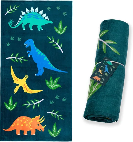 Vista 19 de Wildkin Toalla de playa para niños, 100% algodón, suave y absorbente, ideal para piscina y playa, animales salvajes Verde Oscuro