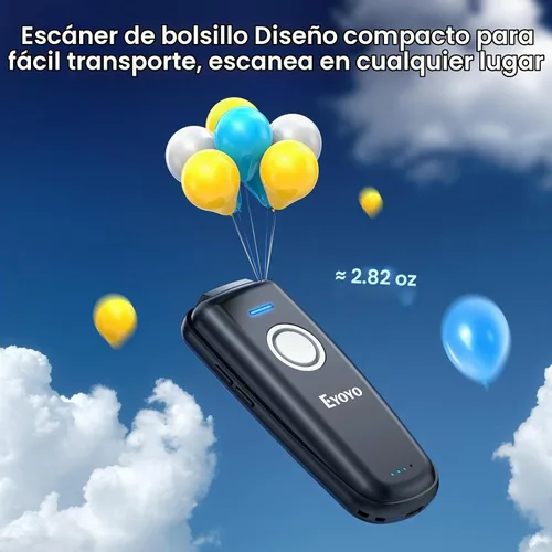 Vista 8 de Eyoyo portátil 3-en-1 mini 1D CCD Bluetooth escáner de código de barras inalámbrico Gris