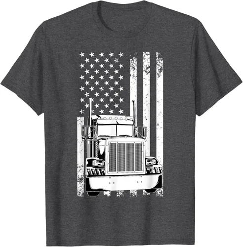 Vista 24 de Camión conductor bandera americana camionero vintage hombres mujeres regalo camiseta