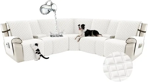 Vista 59 de Arfntevss Fundas para sofá seccional reclinable para sofá seccional en forma de L, funda antideslizante lavable para sofá reclinable con forma de L