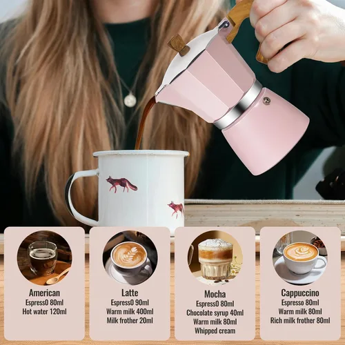Vista 98 de Cafetera clásica de aluminio para 3 tazas Azul