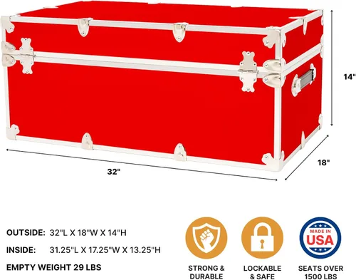 Vista 2 de Rhino Trunk & Case Maletero grande con ruedas extraíbles y bandeja de madera dura, camarero de campamento de verano, baúl universitario, baúl