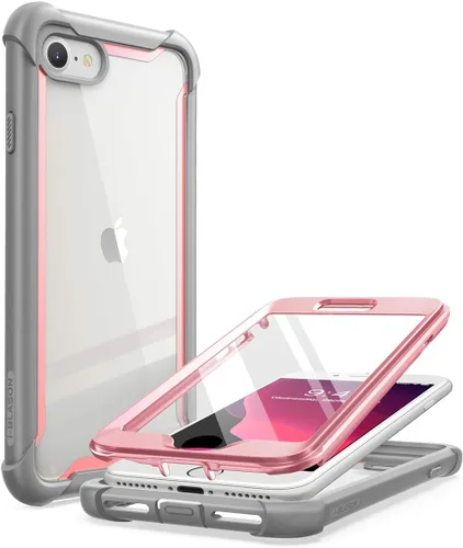 Vista 10 de i-Blason Ares - Funda para iPhone SE 2022 (3ª generación), [protector de pantalla integrado] Funda transparente resistente de doble capa para iPhone
