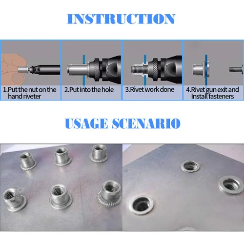 Vista 6 de Glarks Kit surtido de tuercas de remache métricas de cabeza plana M3 M4 M5 M6 M8 M10, 210 Uds