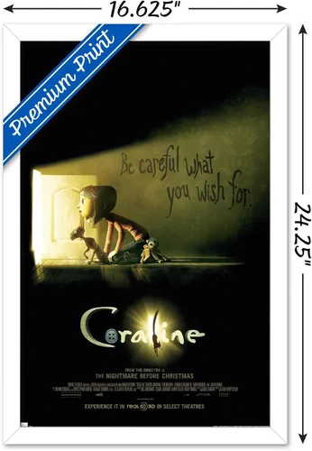 Vista 3 de Trends International Coraline - Póster de pared con texto en inglés «Be Careful» Versión enmarcada en blanco