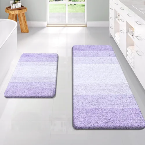 Vista 97 de OLANLY - Juego de tapetes para baño de 2 piezas, de microfibra, suaves y absorbentes, antideslizantes, lavables a máquina y para secadora, felpudos