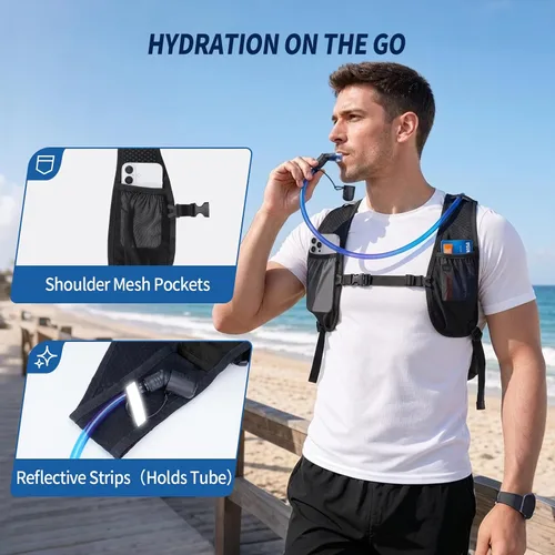 Vista 8 de Blue Quartz Hydration Backpack with 2L Water Bladder, 18L Hiking Backpack for Women Men, Lightweight Water Pack with Phone Pocket for Quick Access